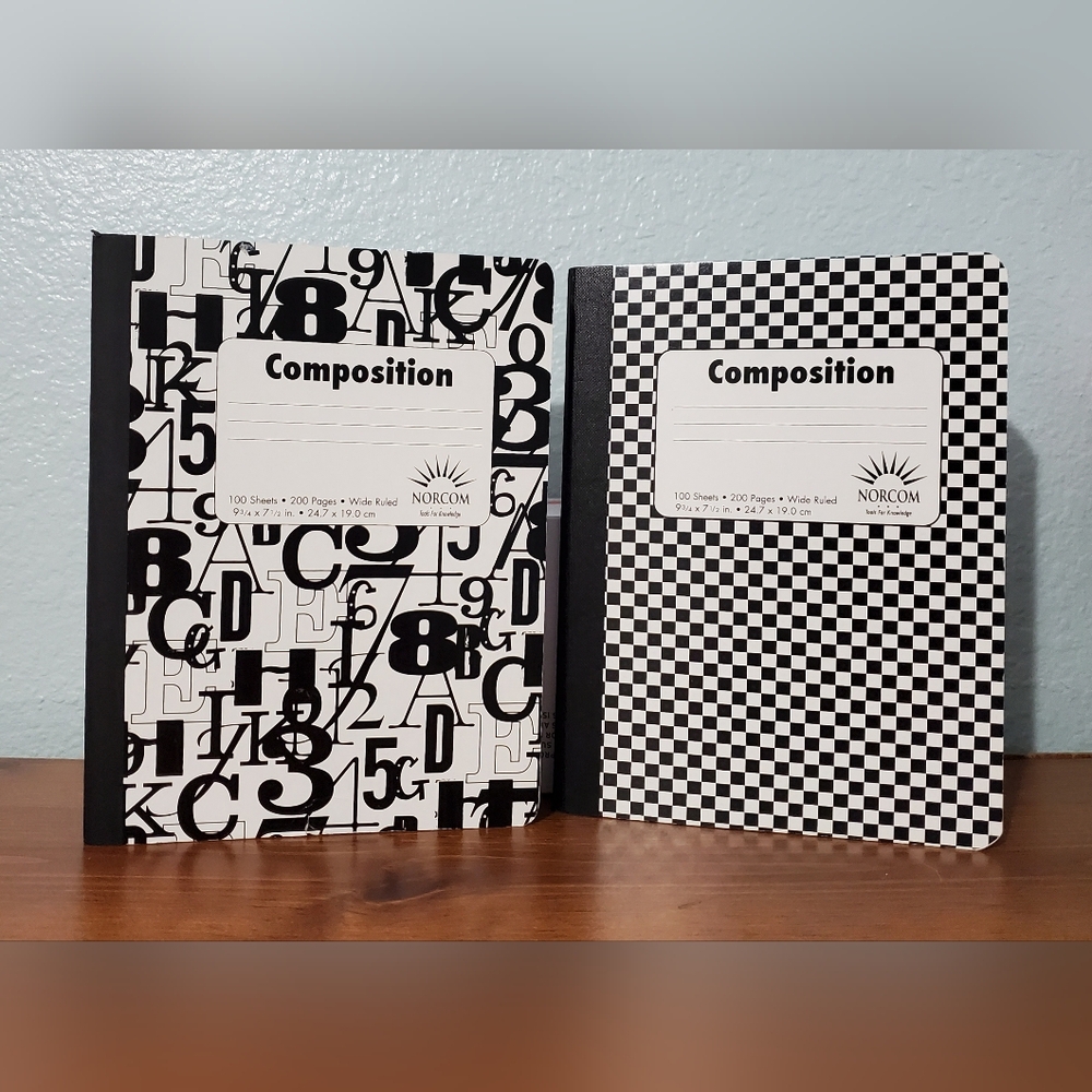 Bundle of 2 Norcom 100 sheets wide rule composition notebooks.  New